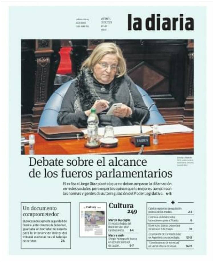 Portada de La Diaria (Uruguay)