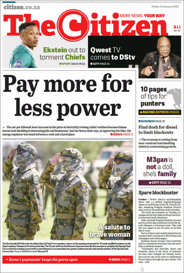 Portada de The Citizen (Sud&aacute;frica)