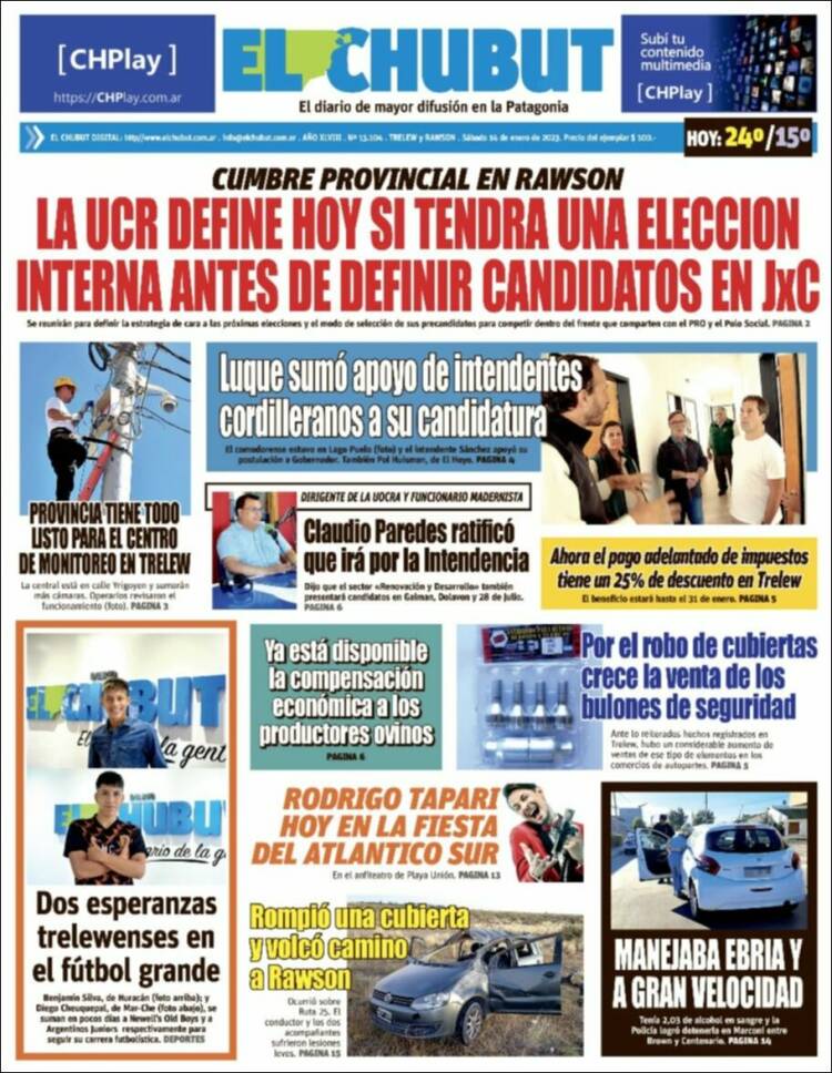 Portada de El Chubut (Argentina)