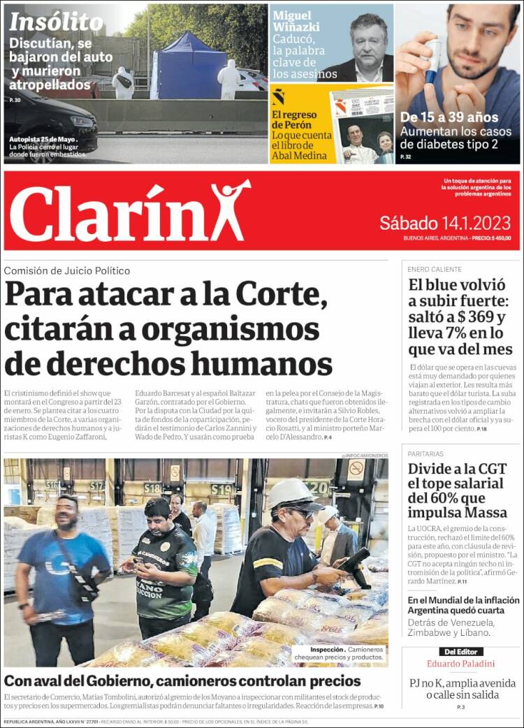 Portada de Clarín (Argentina)