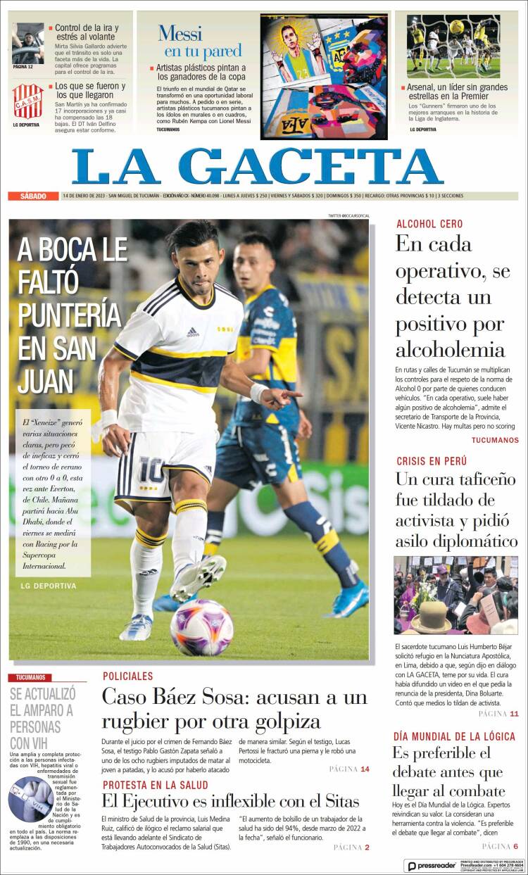 Portada de La Gaceta (Argentina)
