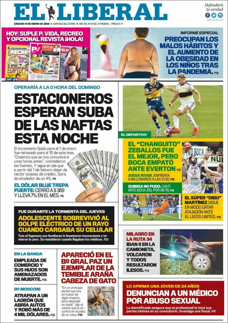 Portada de Diario El Liberal (Argentina)