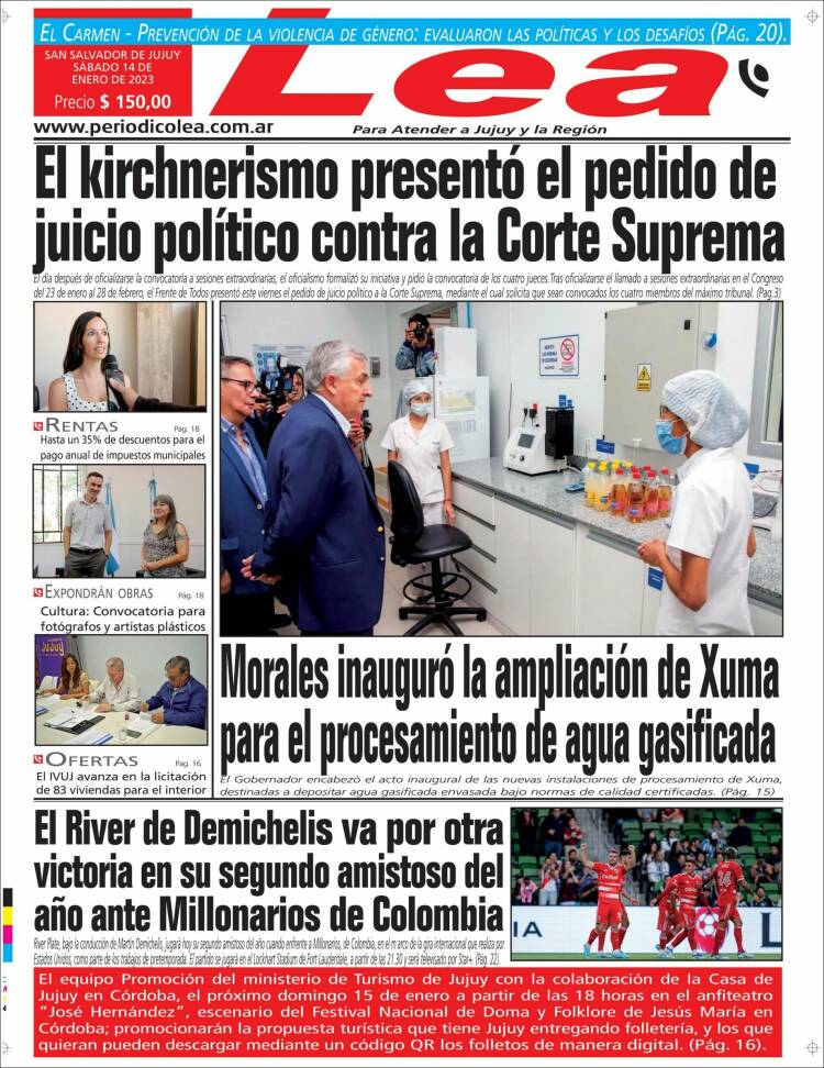 Portada de Periódico Lea (Argentina)