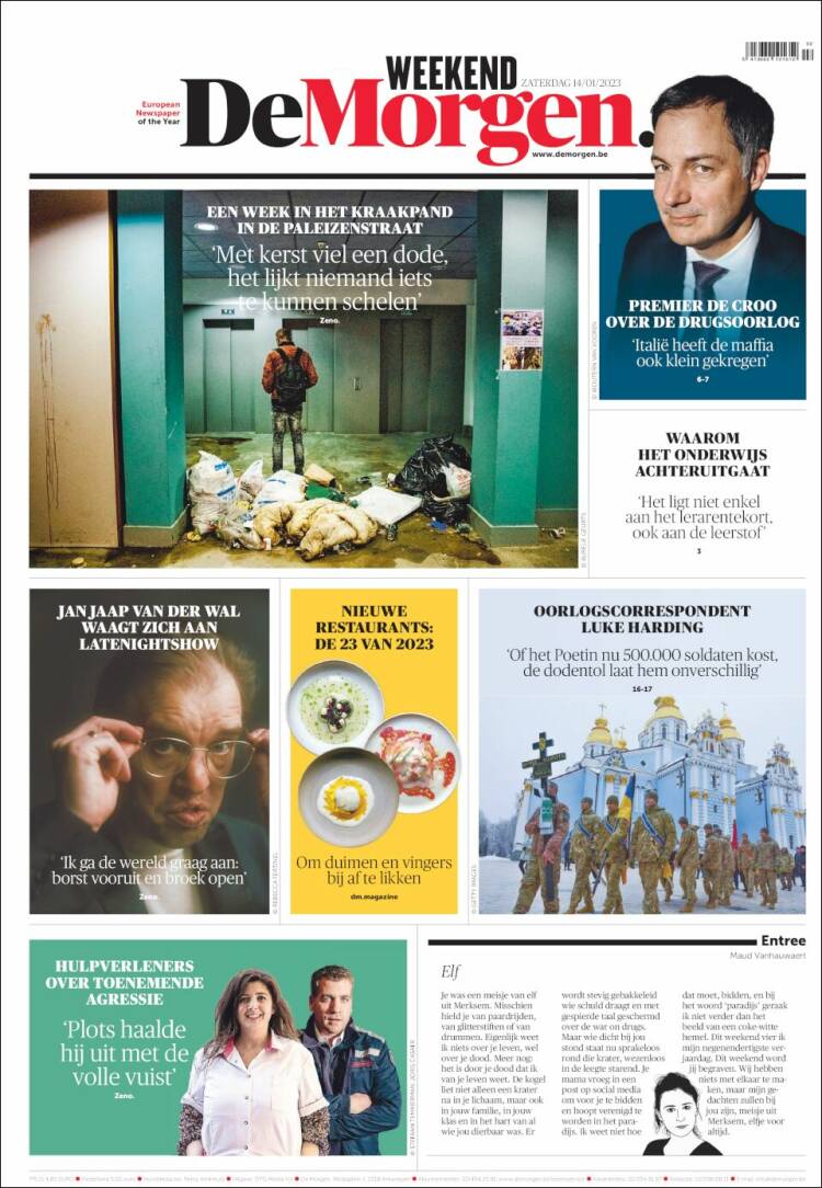 Portada de De Morgen (B&eacute;lgica)