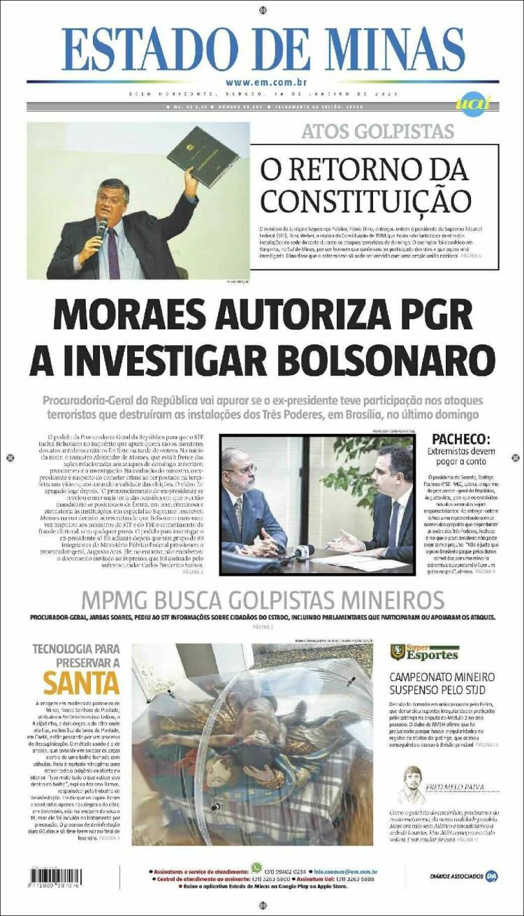 Portada de Jornal Estado de Minas (Brasil)