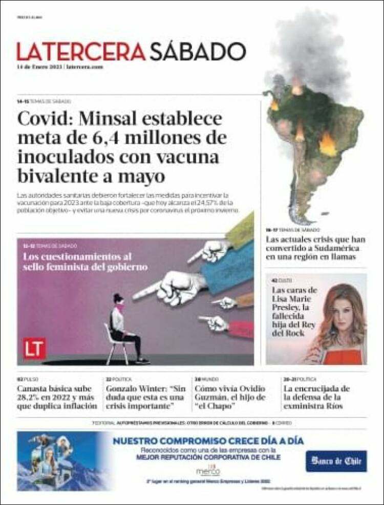 Portada de La Tercera (Chile)