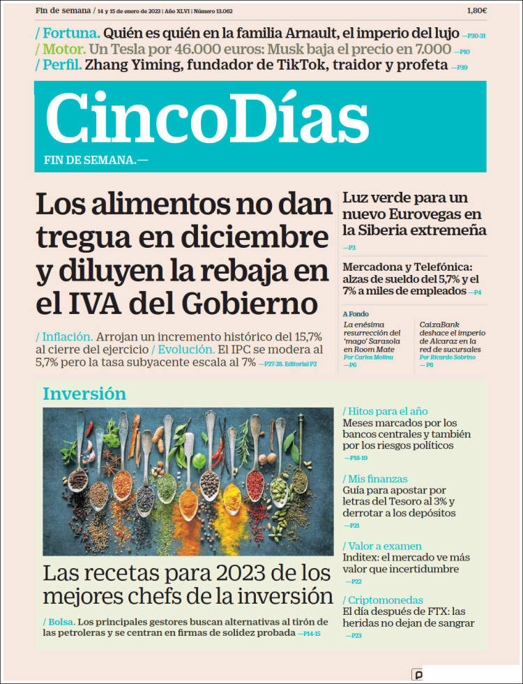 Portada de Cinco Días (Espa&ntilde;a)