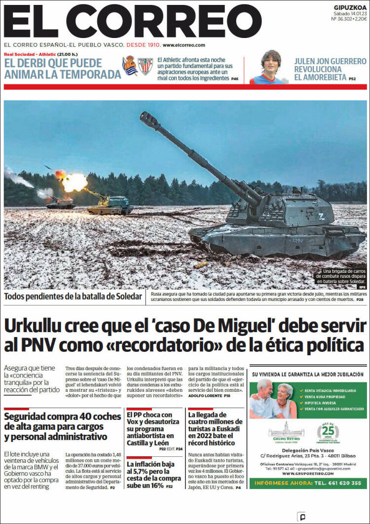 Portada de El Correo - Guipuzcoa (Spain)