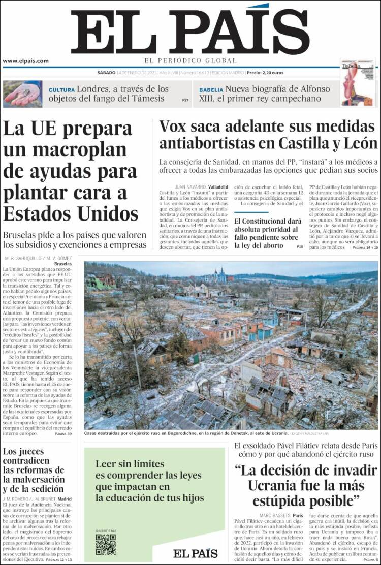 Portada de El País (Spain)