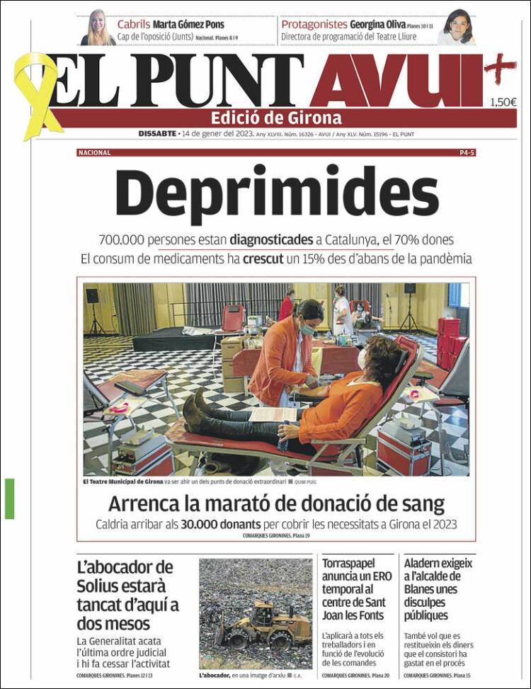 Portada de El Punt Avui - Girona (Spain)