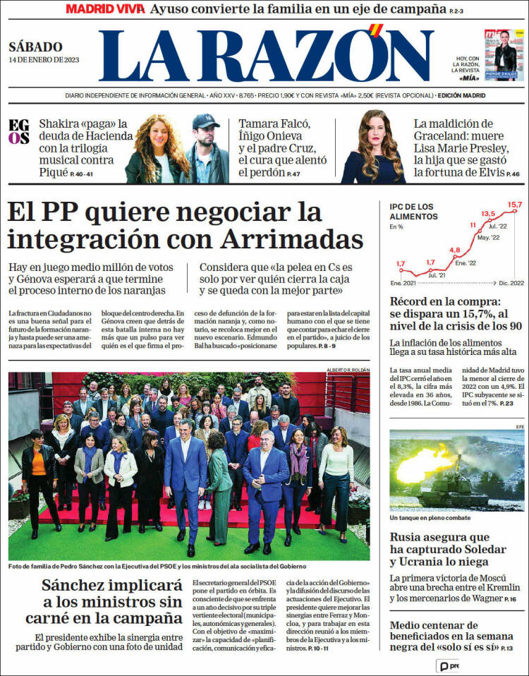 Portada de La Razón (Spain)