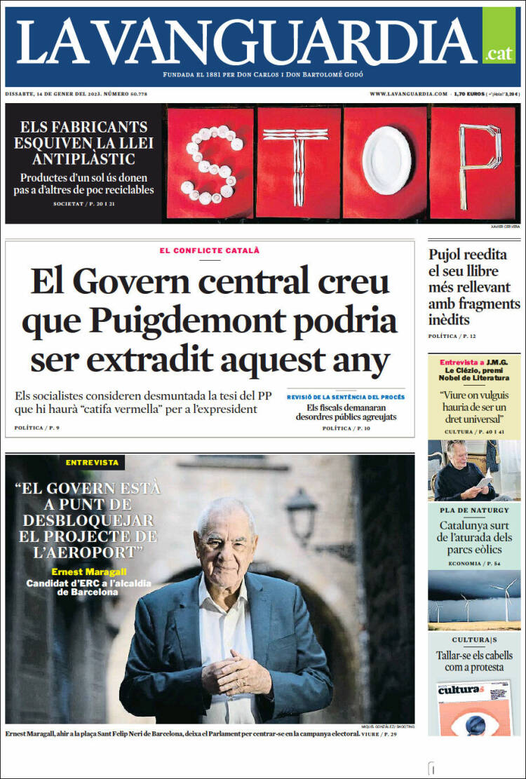 Portada de La Vanguardia (Spain)