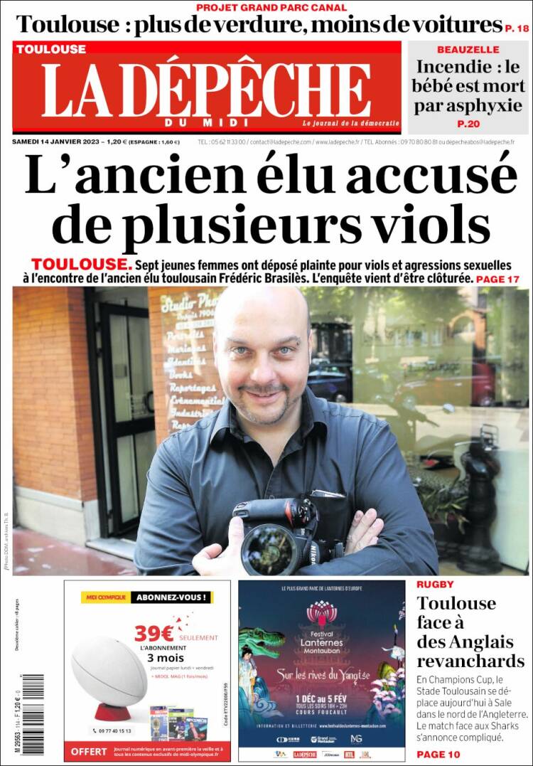 Portada de La Dépêche du Midi (Francia)