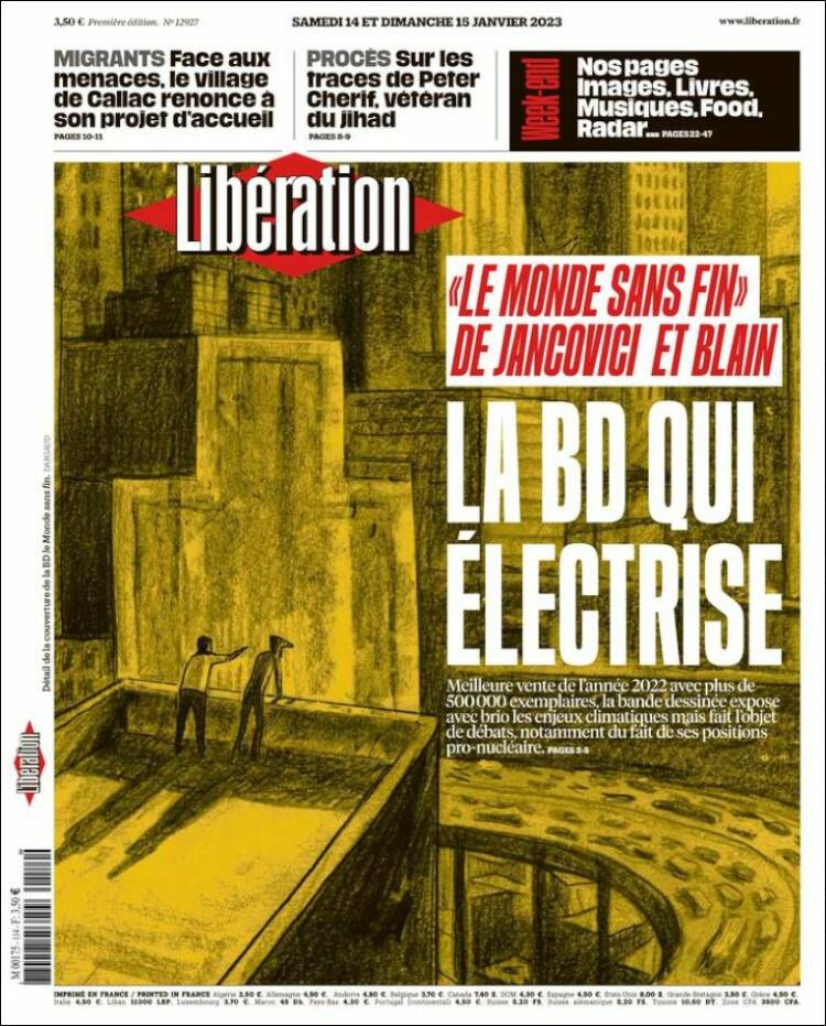 Portada de Libération (Francia)
