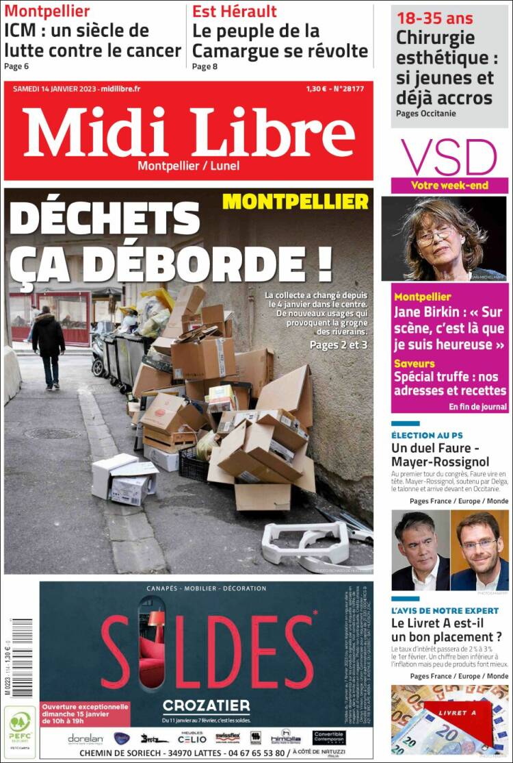 Portada de Midi Libre (Francia)