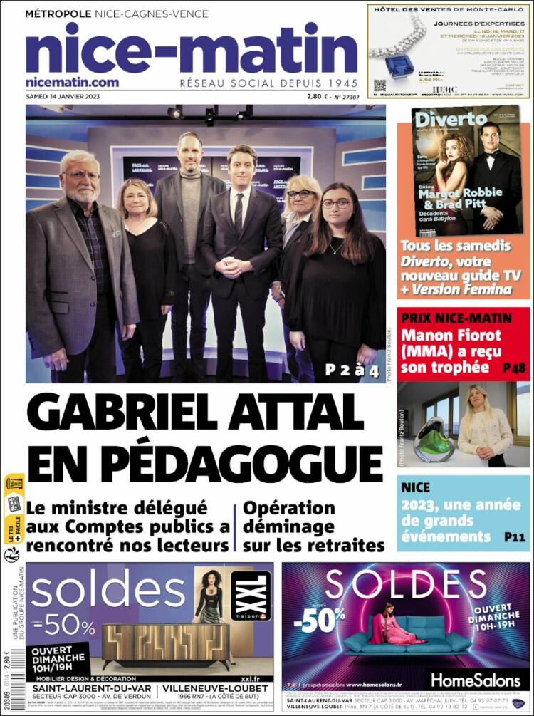 Portada de Nice-Matin (Francia)