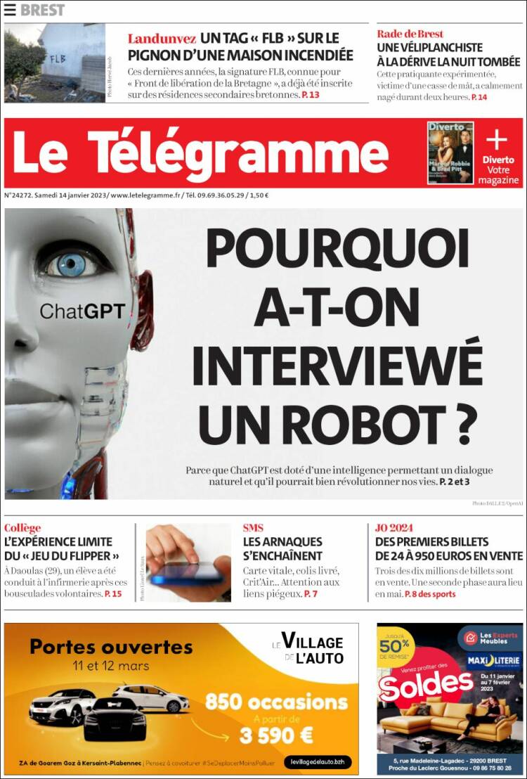 Portada de Télégramme (Francia)