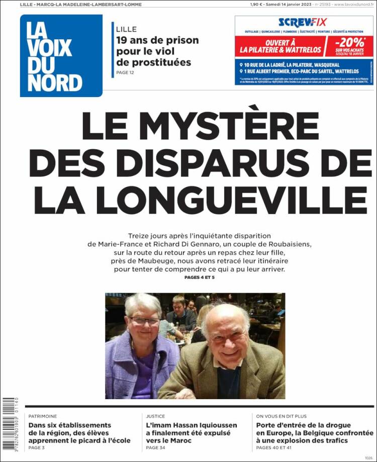 Portada de La Voix du Nord (Francia)