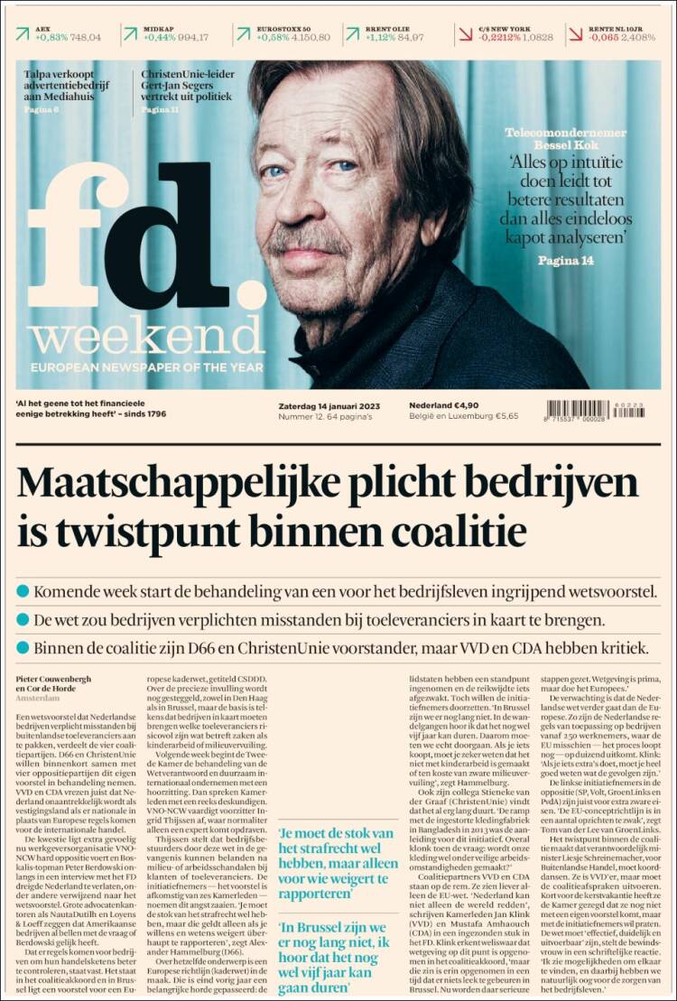 Portada de Het Financieele Dagblad (Pa&iacute;ses Bajos)