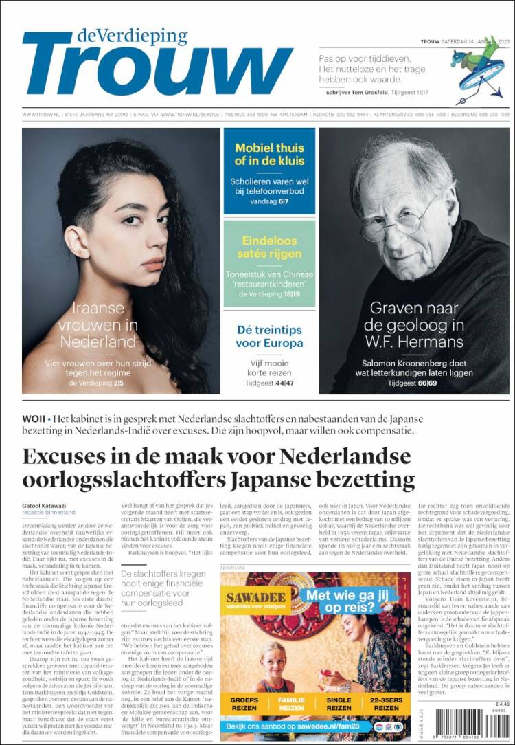 Portada de Trouw (Pa&iacute;ses Bajos)