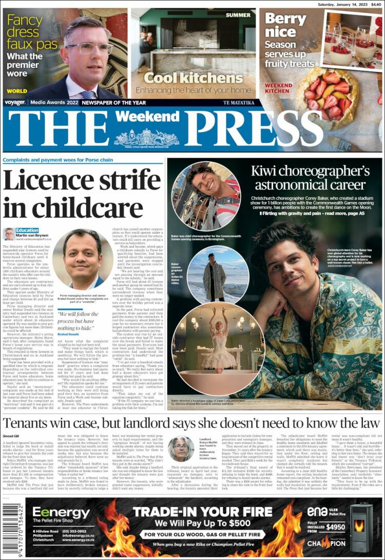 Portada de The Press (Nueva Zelanda)