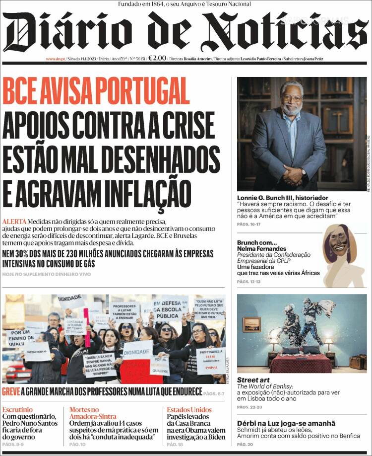 Portada de Diário de Noticias (Portugal)