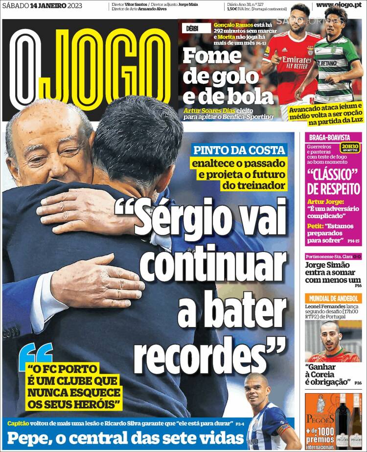 Portada de O Jogo (Portugal)