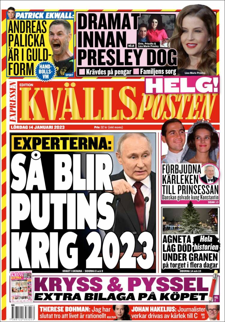 Portada de Kvällsposten (Suecia)