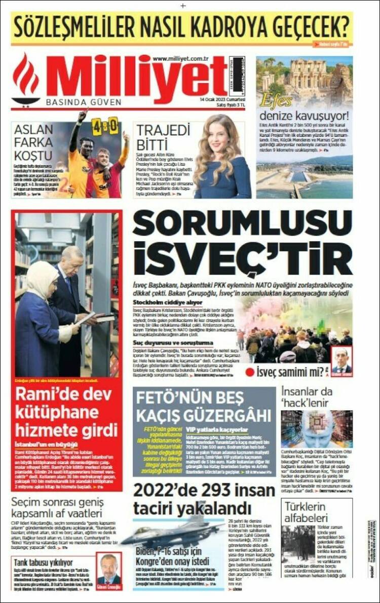 Portada de Milliyet (Turqu&iacute;a)