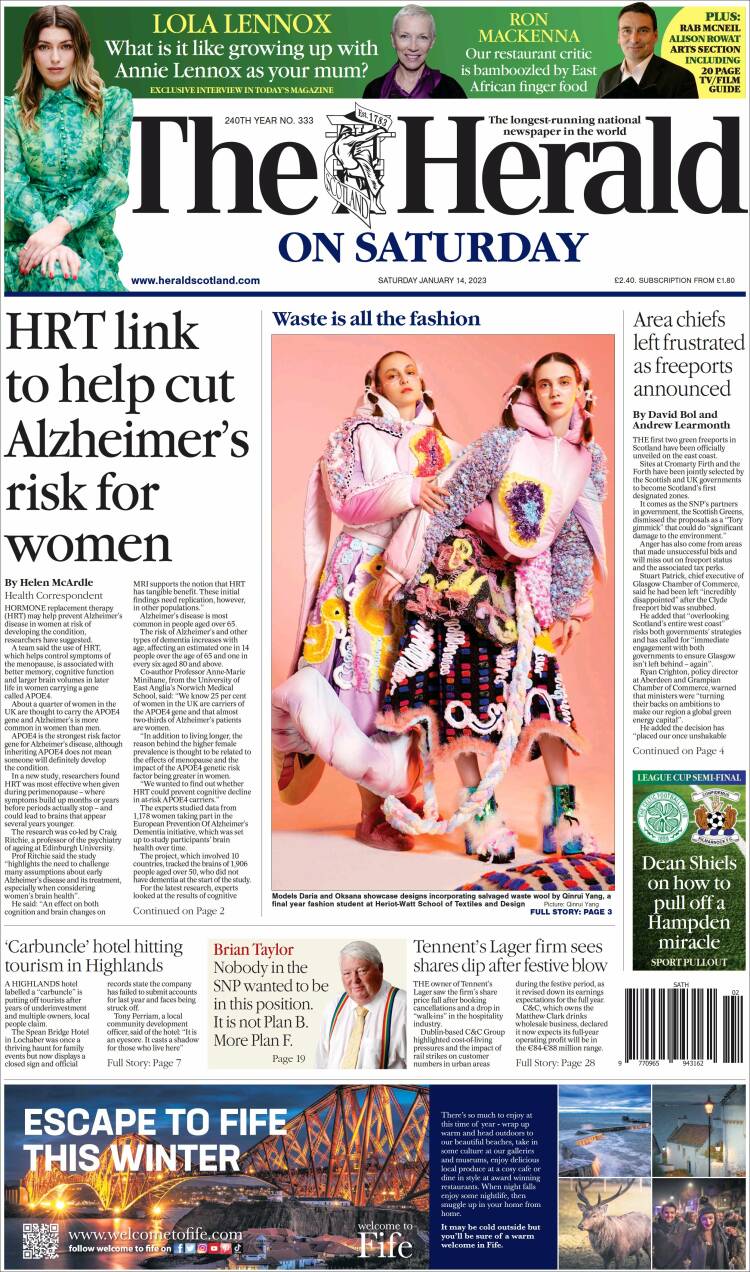 Portada de The Herald (Reino Unido)