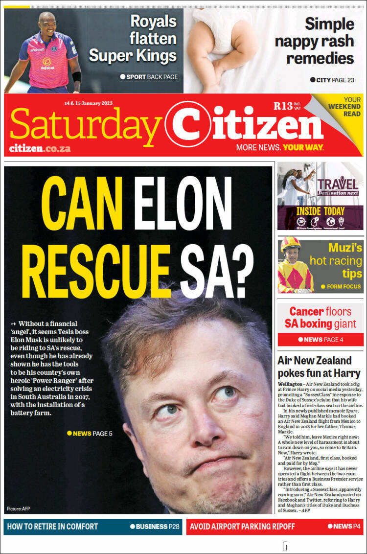 Portada de The Citizen (Sud&aacute;frica)