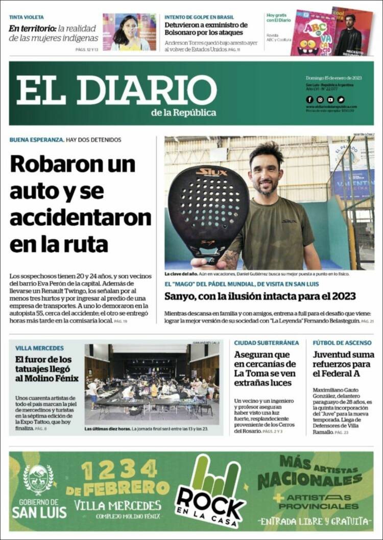 Portada de Diario de la República (Argentina)