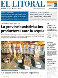 Portada de Diario El Litoral (Argentina)