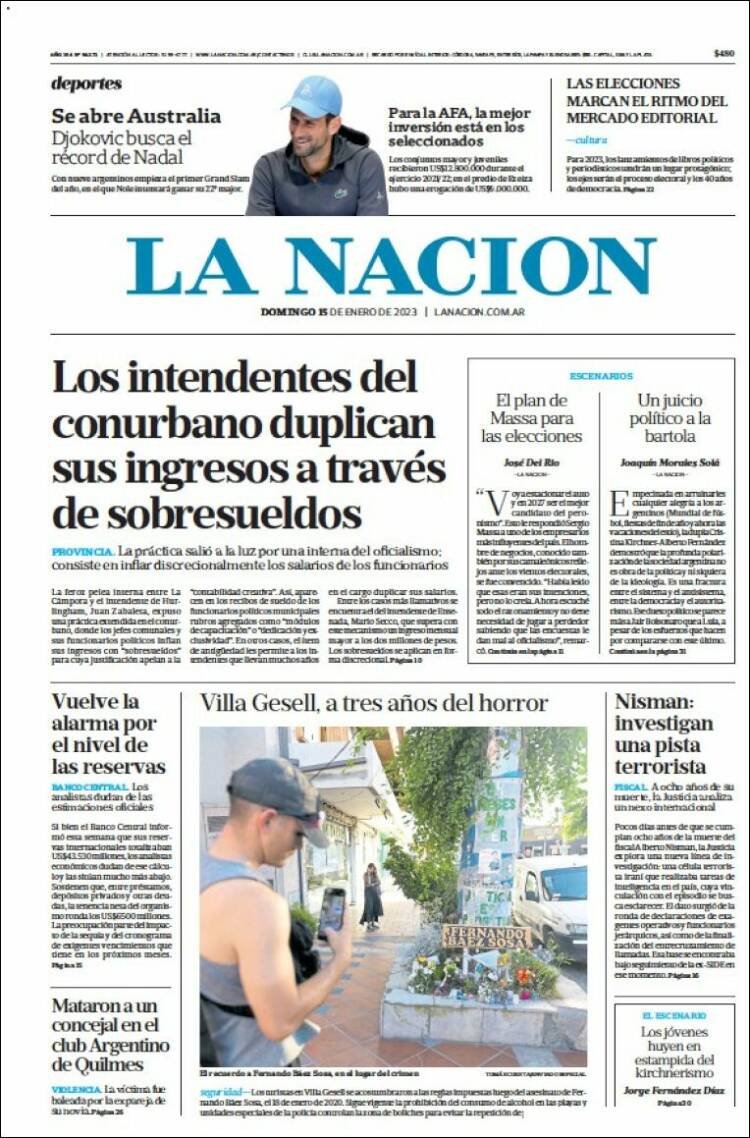 Portada de La Nación (Argentina)