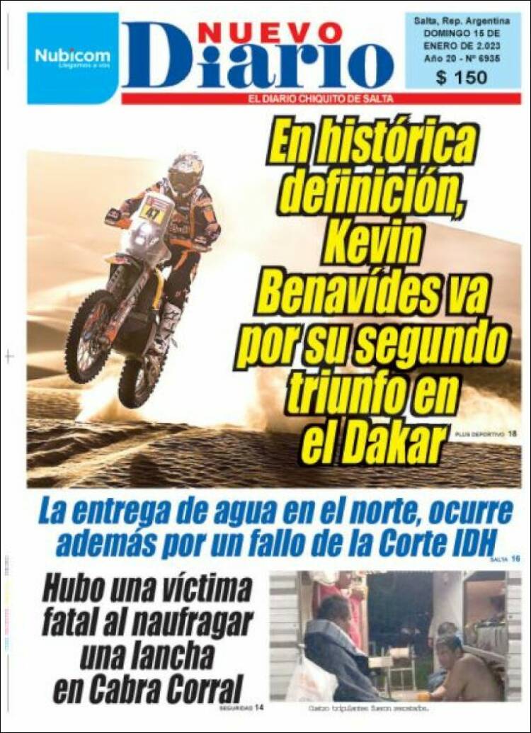 Portada de Nuevo Diario de Salta (Argentina)
