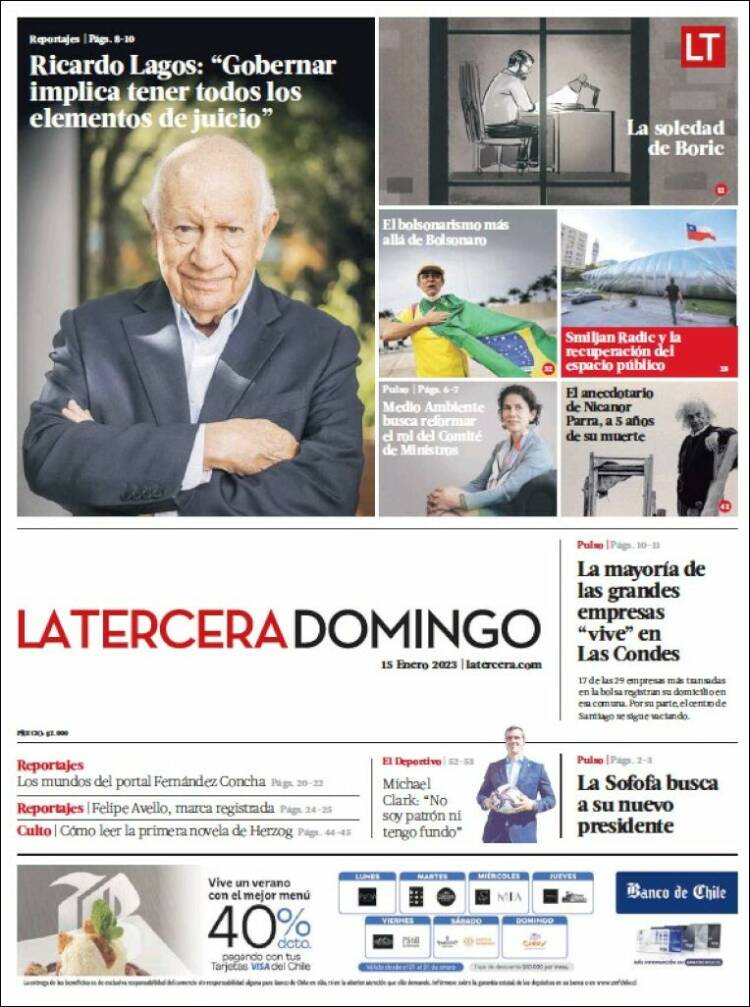 Portada de La Tercera (Chile)