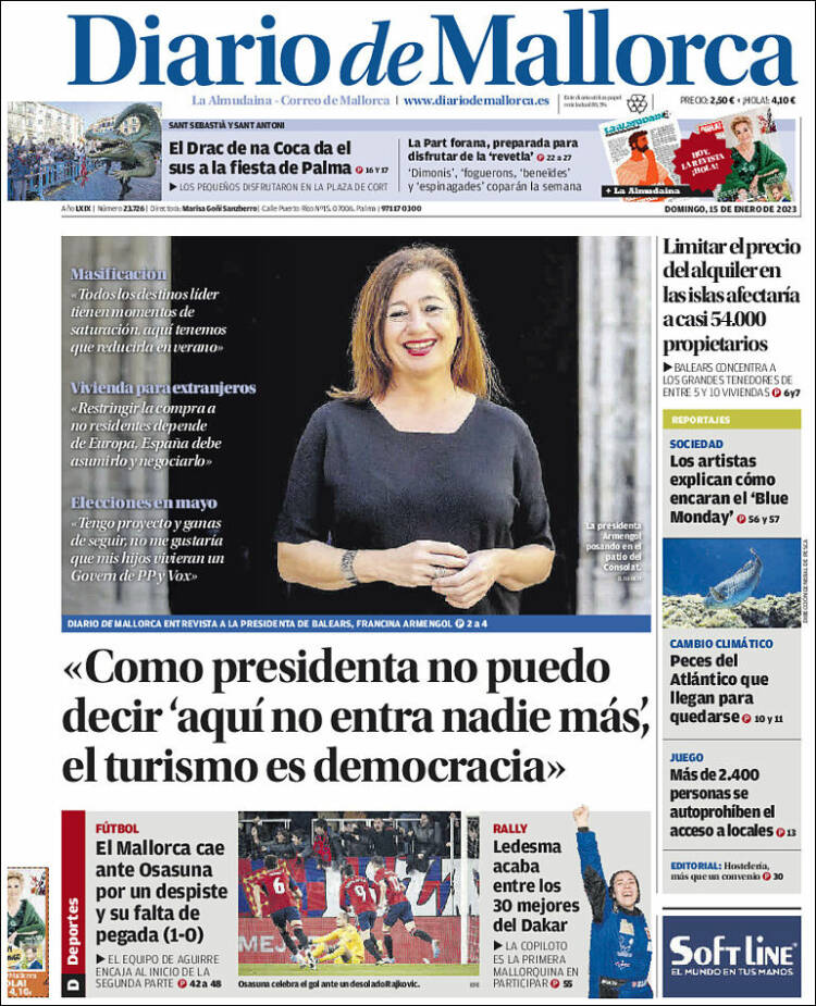 Portada de Diario de Mallorca (Espa&ntilde;a)