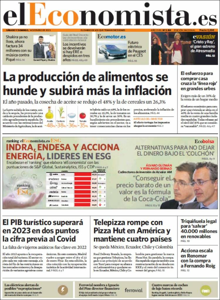 Portada de El Economista (Espa&ntilde;a)