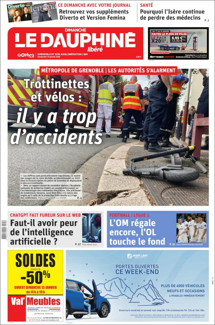 Portada de Le Dauphiné Libéré (Francia)