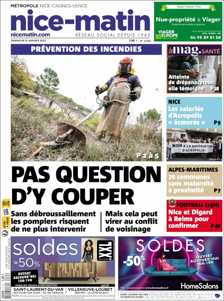 Portada de Nice-Matin (Francia)