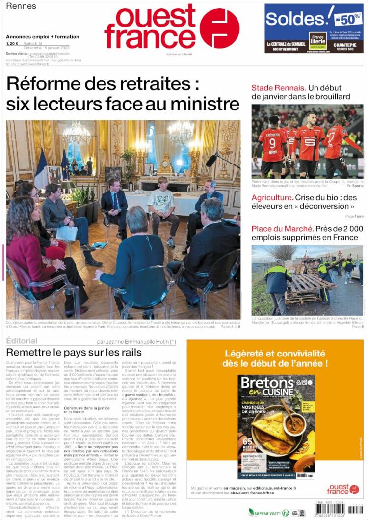 Portada de Ouest France (Francia)