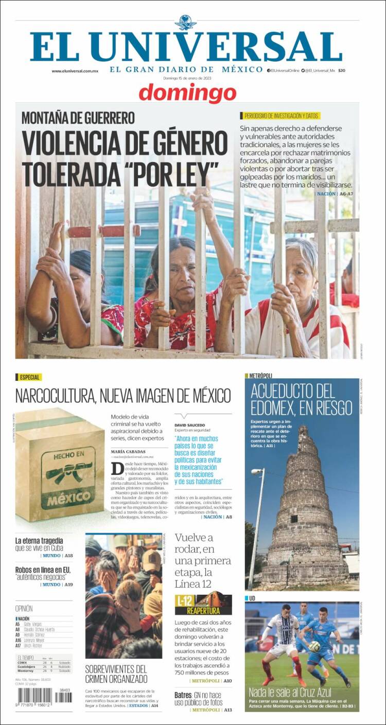Portada de El Universal (M&eacute;xico)
