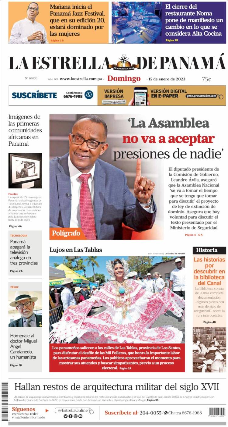Portada de La Estrella de Panamá (Panam&aacute;)