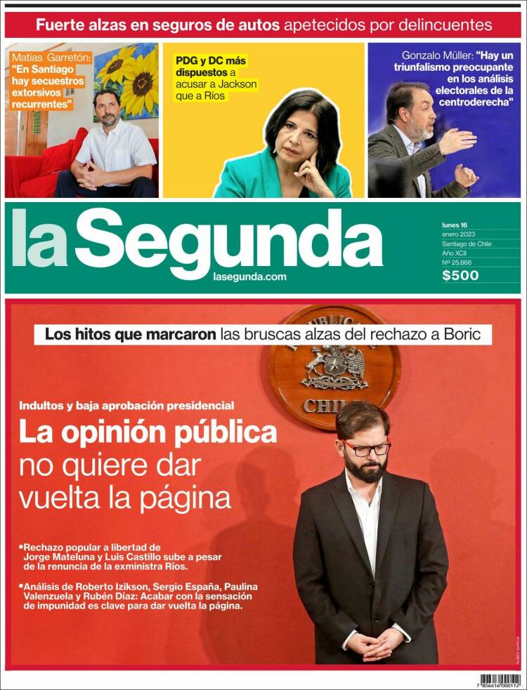 Portada de La Segunda (Chile)