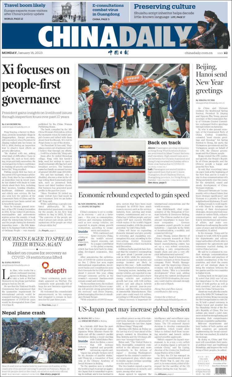 Portada de China Daily (China)
