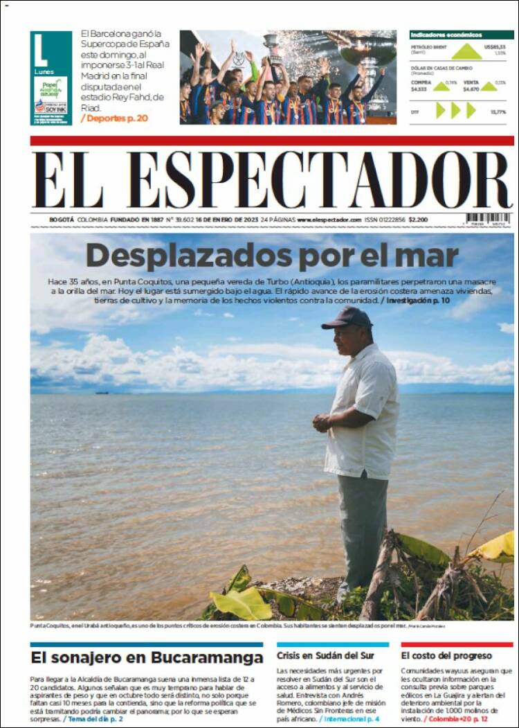 Portada de El Espectador (Colombia)