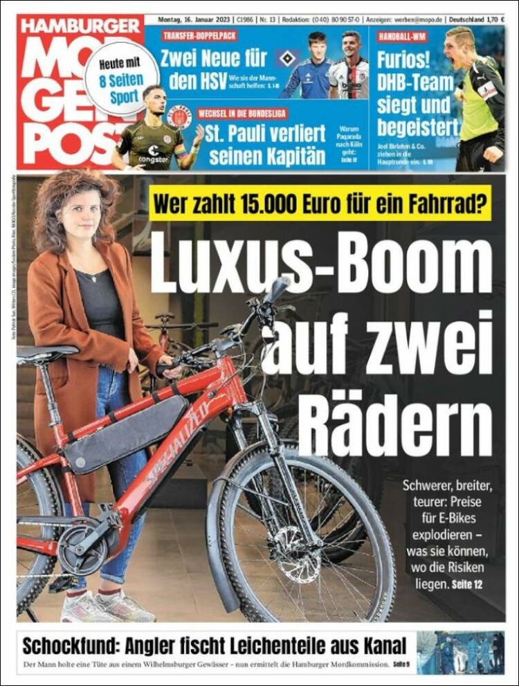 Portada de Hamburger Morgenpost  (Alemania)