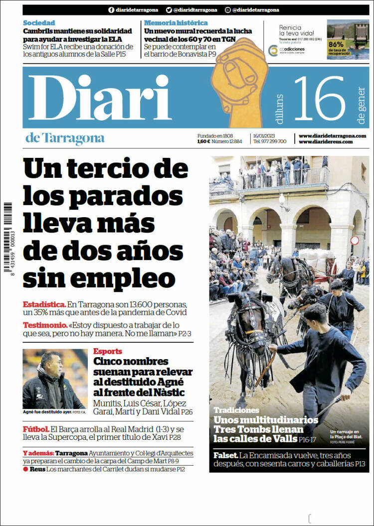 Portada de Diari de Tarragona (España)