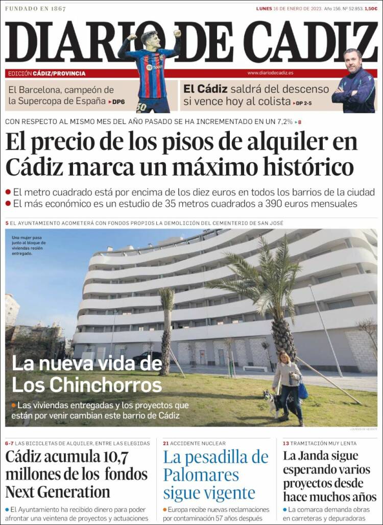 Portada de Diario de Cádiz (España)