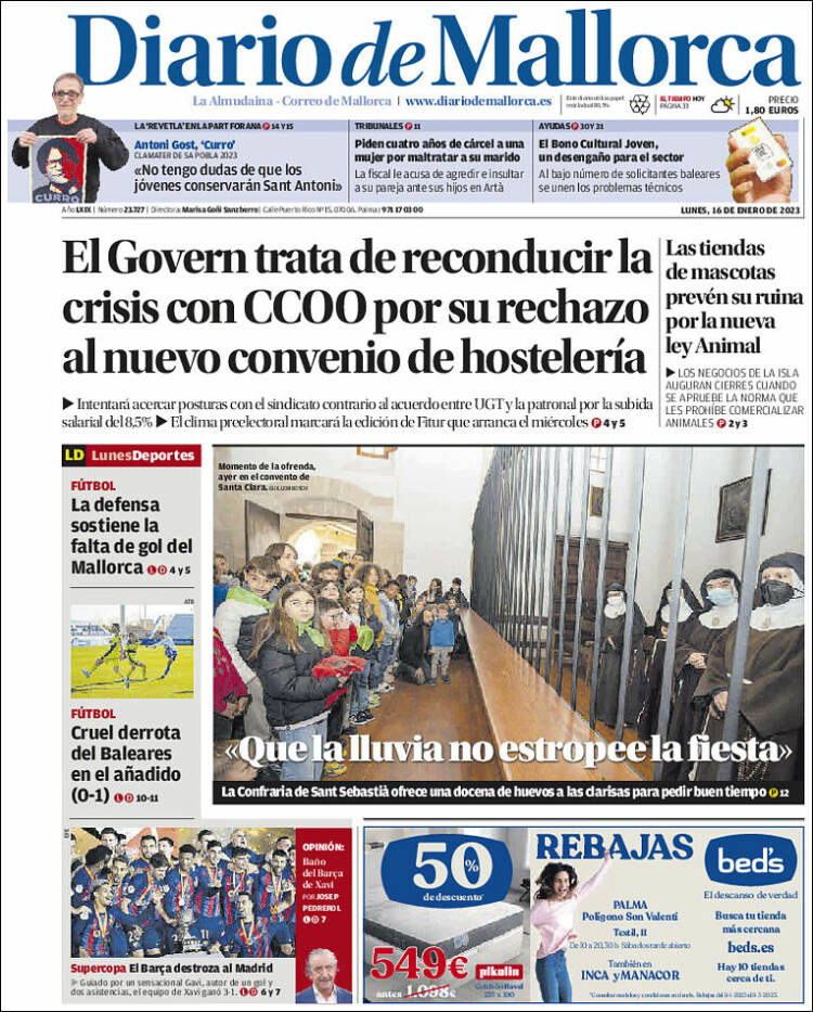 Portada de Diario de Mallorca (España)